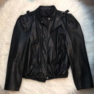 Jacket, black leather. No brand tag on the garment
